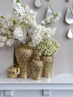 Inspire Me! Home Decor Gold Petal Textured Ginger Jars (3 Sizes) Discount