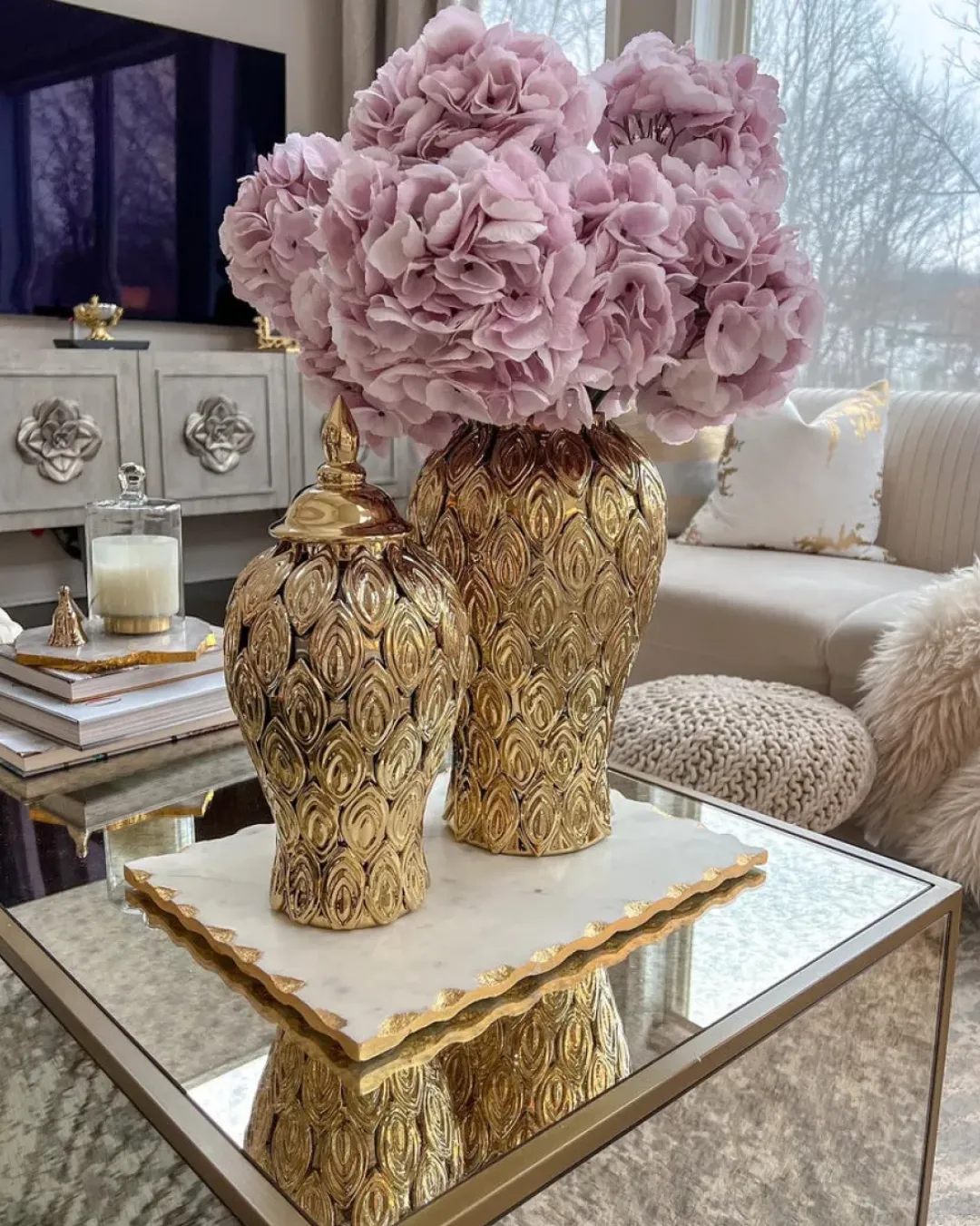 Inspire Me! Home Decor Gold Petal Textured Ginger Jars (3 Sizes) Discount