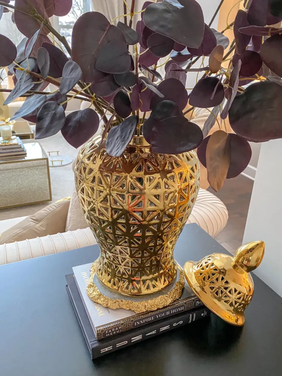 Inspire Me! Home Decor Gold Pierced Ginger Jar (2 Sizes) Clearance