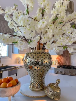 Inspire Me! Home Decor Gold Pierced Pattern Ginger Jar Fashion