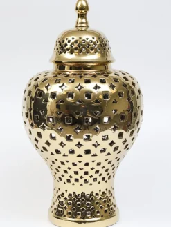 Inspire Me! Home Decor Gold Pierced Pattern Ginger Jar Fashion