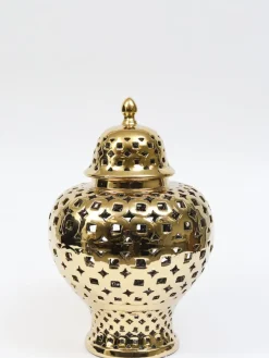 Inspire Me! Home Decor Gold Pierced Pattern Ginger Jar Fashion