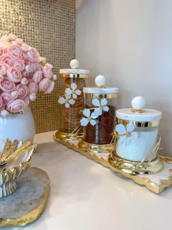 Inspire Me! Home Decor Gold Polka Dots Lidded Jar Outlet