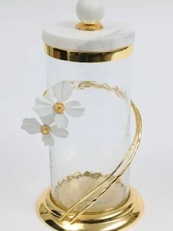 Inspire Me! Home Decor Gold Polka Dots Lidded Jar Outlet