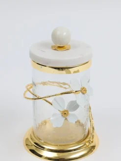 Inspire Me! Home Decor Gold Polka Dots Lidded Jar Outlet
