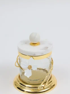 Inspire Me! Home Decor Gold Polka Dots Lidded Jar Outlet