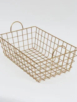 Inspire Me! Home Decor Gold Rectangular Wired Basket (3 Sizes) Outlet