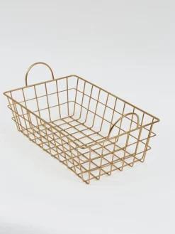 Inspire Me! Home Decor Gold Rectangular Wired Basket (3 Sizes) Outlet