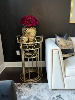 Inspire Me! Home Decor Gold Round Nesting Tables With Antiqued Mirrored Tops Discount