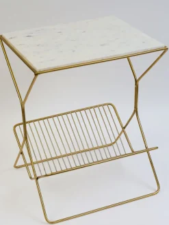 Inspire Me! Home Decor Gold Side Table With Marble Top And Magazine Rack Online