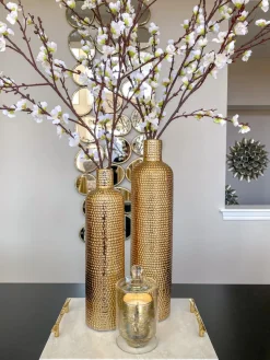 Inspire Me! Home Decor Gold Tall Feathered Vase Sale