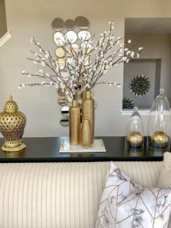 Inspire Me! Home Decor Gold Tall Feathered Vase Sale