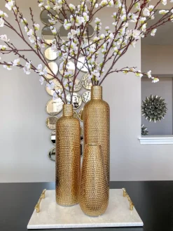 Inspire Me! Home Decor Gold Tall Feathered Vase Sale