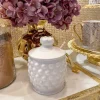 Inspire Me! Home Decor Gold Textured Metal Tea Cup And Saucer With White Interior Hot