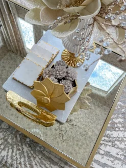Inspire Me! Home Decor Gold Tissue Box Cover With White Jeweled Flower Details Fashion