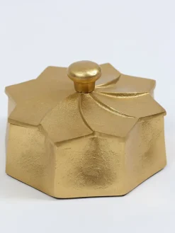 Inspire Me! Home Decor Gold Tissue Box Cover With White Jeweled Flower Details Fashion