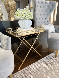 Inspire Me! Home Decor Gold Tray Side Table With Mirrored Top Online