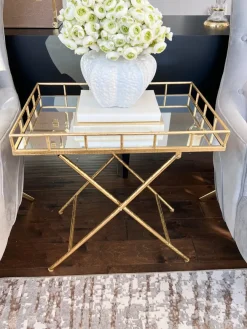 Inspire Me! Home Decor Gold Tray Side Table With Mirrored Top Online