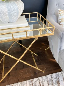 Inspire Me! Home Decor Gold Tray Side Table With Mirrored Top Online
