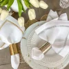 Inspire Me! Home Decor Gold White Marble Napkin Holder/Tray With Ruffled Border Discount