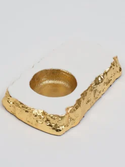 Inspire Me! Home Decor Gold & White Round Detailed Spoon Rest/Tea Light Holder Best