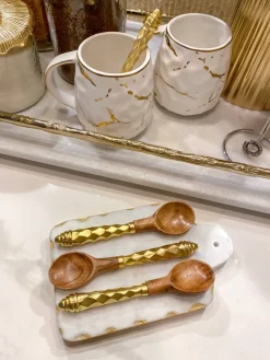 Inspire Me! Home Decor Gold & White Ceramic Mug With Lid Clearance