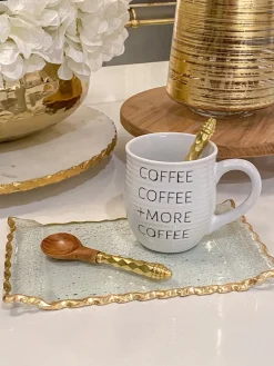Inspire Me! Home Decor Gold & White Ceramic Mug With Lid Clearance