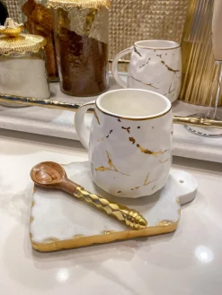 Inspire Me! Home Decor Gold & White Ceramic Mug With Lid Clearance
