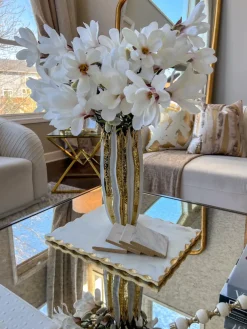 Inspire Me! Home Decor Gold & White Marble Print Ginger Jar “From Pops Of Color Home Collection” (2 Sizes) Online