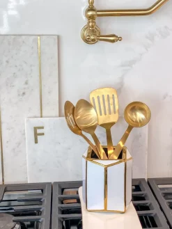 Inspire Me! Home Decor Gold & White Striped Vase (2 Sizes) Hot