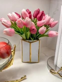 Inspire Me! Home Decor Gold & White Striped Vase (2 Sizes) Hot