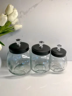 Inspire Me! Home Decor Hammered Glass Canister W/ Gold Leaf Lid (3 Sizes) Hot