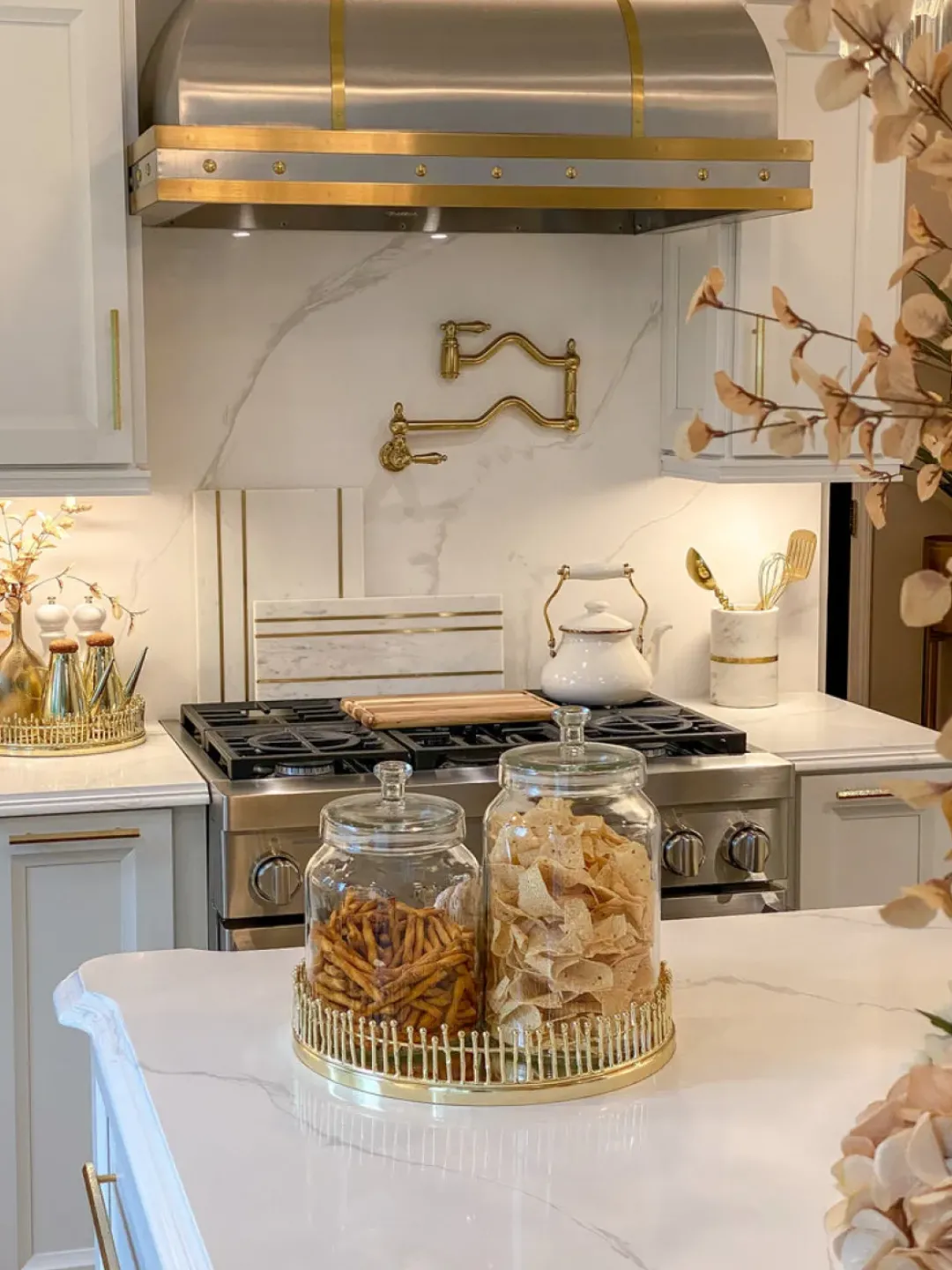 Inspire Me! Home Decor Hammered Glass Canister With Gold Leaf Lid (3 Sizes) Clearance