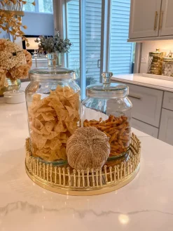 Inspire Me! Home Decor Hammered Glass Canister With Gold Leaf Lid (3 Sizes) Clearance
