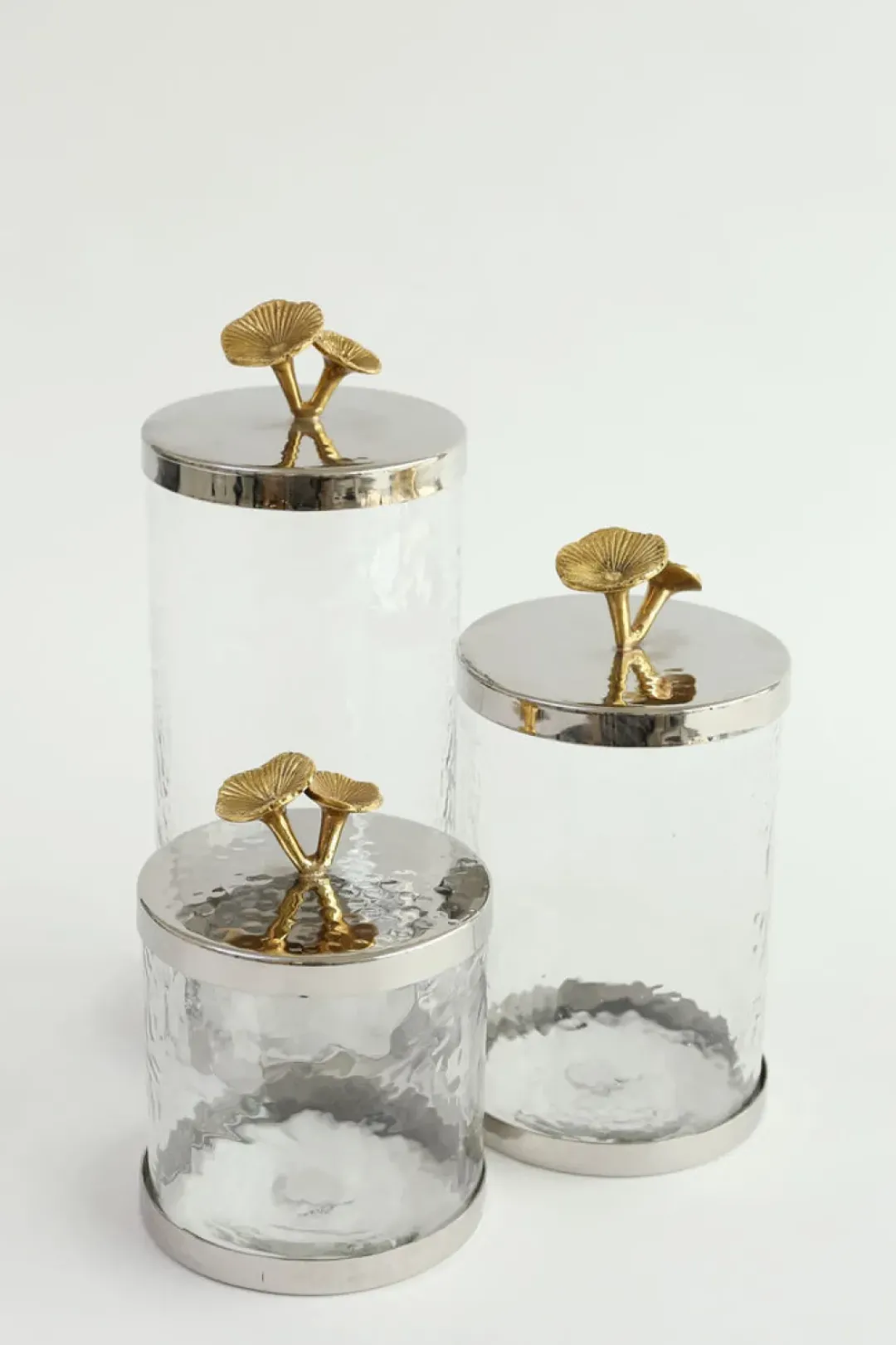 Inspire Me! Home Decor Hammered Glass Canister With White Jeweled Flower Details (3 Sizes) Gold Sale