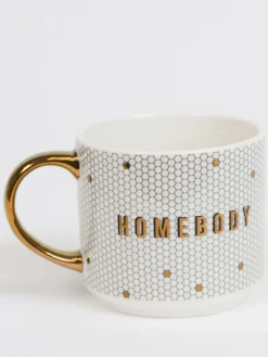 Inspire Me! Home Decor “Homebody” Gold & White Tile Mug Fashion