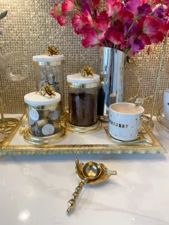 Inspire Me! Home Decor “Homebody” Gold & White Tile Mug Fashion