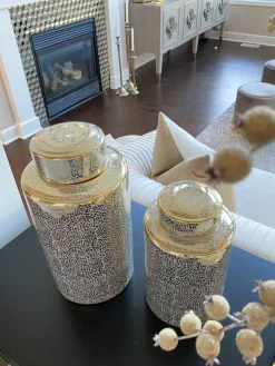 Inspire Me! Home Decor Jars Patterned White Jar With Lid (2 Sizes) New