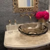 Inspire Me! Home Decor KITCHEN Clear Glass Soap Dispenser W/ Brass Finish Pump Outlet