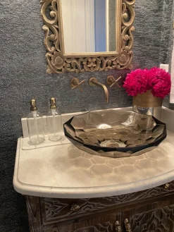 Inspire Me! Home Decor KITCHEN Clear Glass Soap Dispenser W/ Brass Finish Pump Outlet