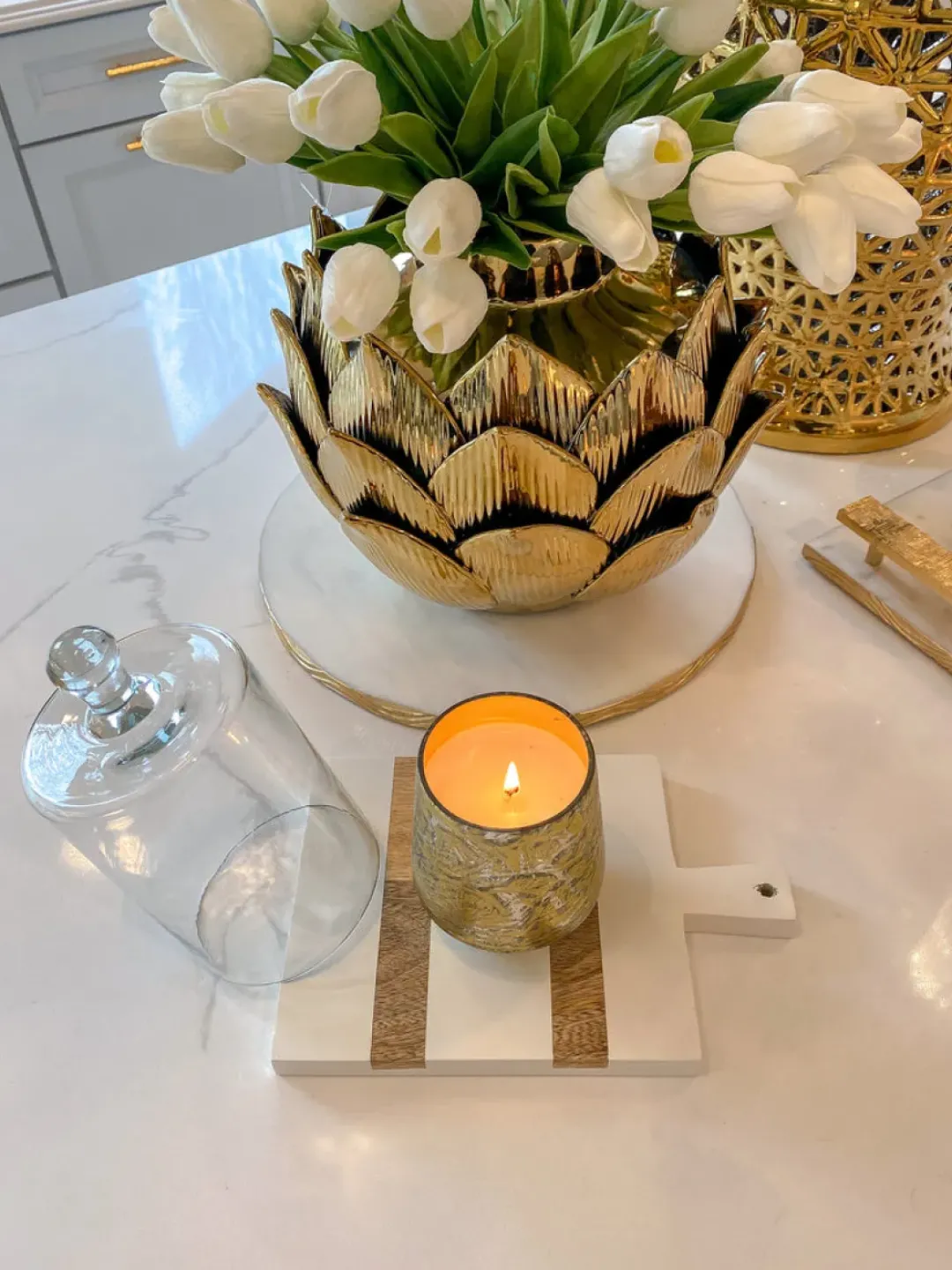 Inspire Me! Home Decor KITCHEN Organic Shape Marble Lazy Susan Outlet