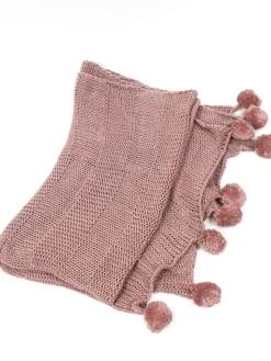 Inspire Me! Home Decor Knit Pom Pom Throw (2 Colors) New