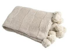 Inspire Me! Home Decor Knit Pom Pom Throw (2 Colors) New