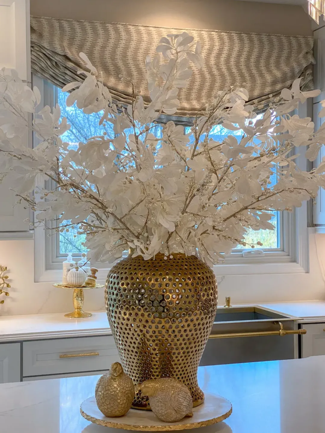 Inspire Me! Home Decor Large Beaded Ivory Magnolia Stem Hot