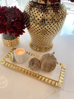 Inspire Me! Home Decor Large Glass Bowl On Gold Branch Base Best