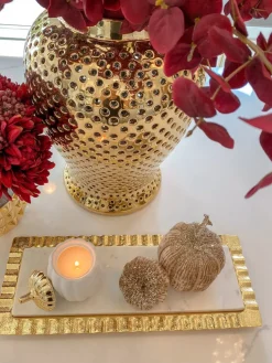Inspire Me! Home Decor Large Glass Bowl On Gold Branch Base Best