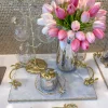 Inspire Me! Home Decor Large Glass Bowl W/ Metal Gold Branch Base New
