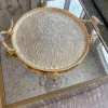 Inspire Me! Home Decor Large Gold Hammered Decorative Tray With Silver Birds Sale
