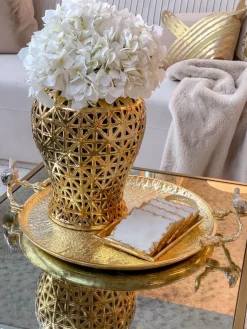 Inspire Me! Home Decor Large Gold Hammered Decorative Tray With Silver Birds Sale