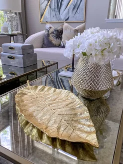 Inspire Me! Home Decor Large Gold Hammered Rim Textured Glass Bowl New